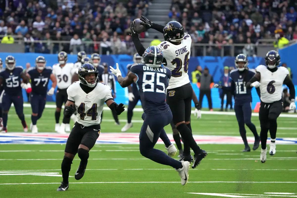 The Baltimore Ravens held the Tennessee Titans to 233 total yards in a 24-16 win. 